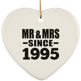 29th Anniversary Mr & Mrs Since 1995 - Heart Ornament