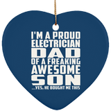 Proud Electrician Dad Of Awesome Son - Heart Ornament