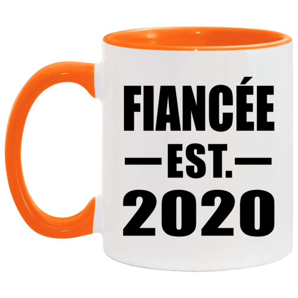 Fiancee Established EST. 2020 - 11oz Accent Mug Orange