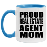 Proud Real Estate Agent Mom - 11oz Accent Mug Blue