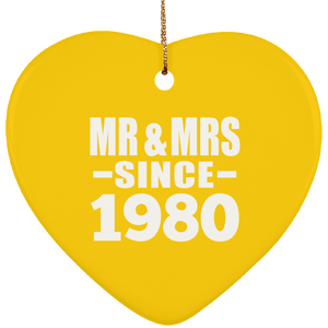 44th Anniversary Mr & Mrs Since 1980 - Heart Ornament