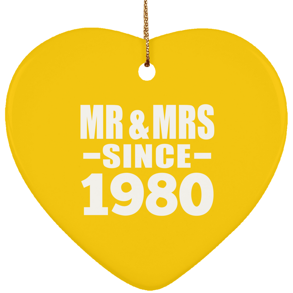 44th Anniversary Mr & Mrs Since 1980 - Heart Ornament