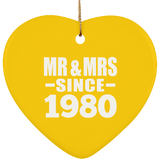 44th Anniversary Mr & Mrs Since 1980 - Heart Ornament