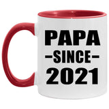 Papa Since 2021 - 11oz Accent Mug Red