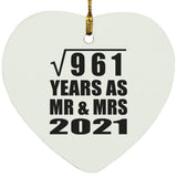 31st Anniversary Square Root of 961 Years As Mr & Mrs 2021 - Heart Ornament