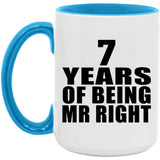 7th Anniversary 7 Years Of Being Mr Right - 15oz Accent Mug Blue