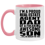 Proud Real Estate Agent Dad Of Awesome Son - 11oz Accent Mug Pink