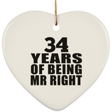 34th Anniversary 34 Years Of Being Mr Right - Heart Ornament