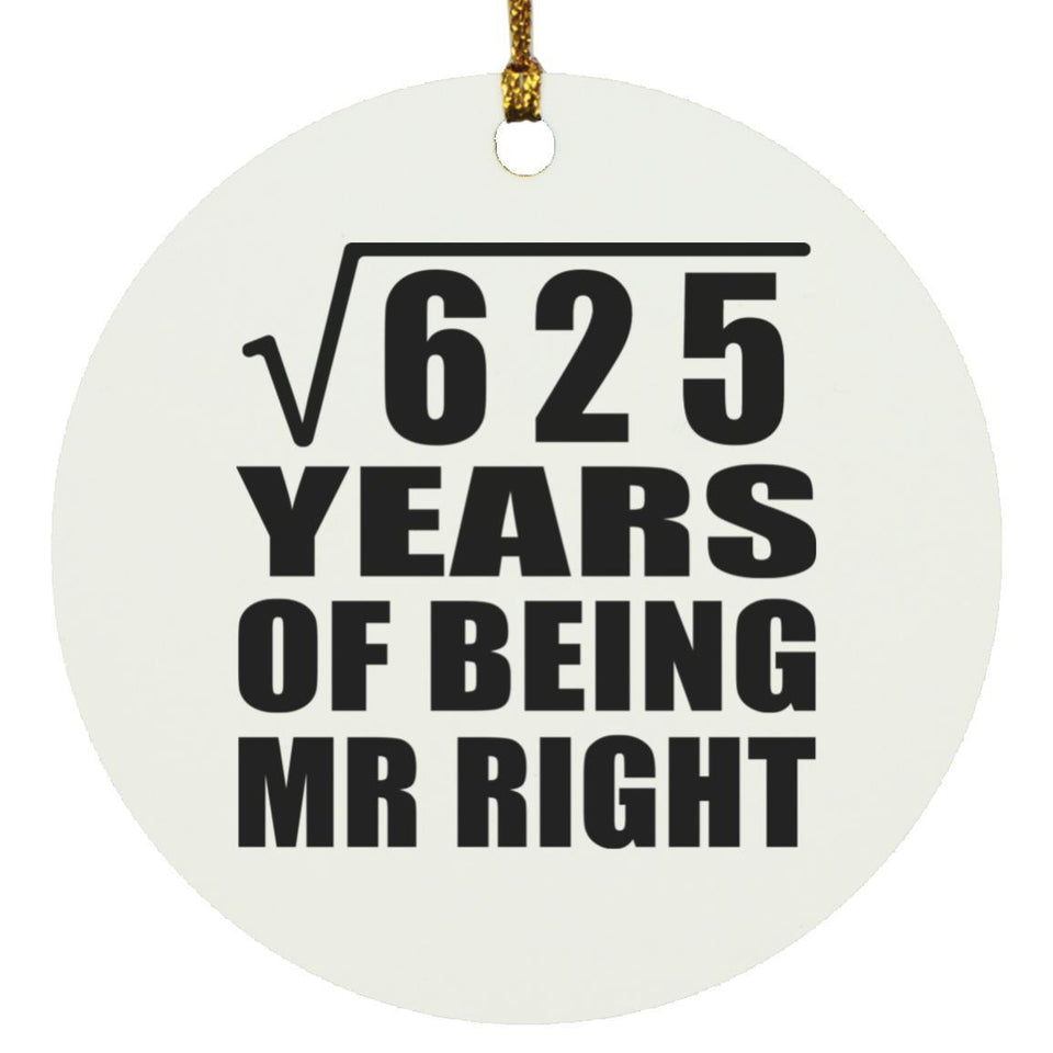 25th Anniversary Square Root of 625 Years of Being Mr Right - Circle Ornament