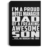 Proud Hotel Manager Dad Of Awesome Son - Canvas Portrait
