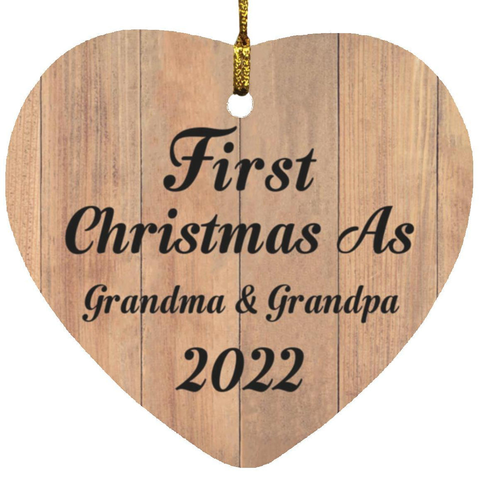 First Christmas As Grandma & Grandpa 2022 - Heart Ornament C