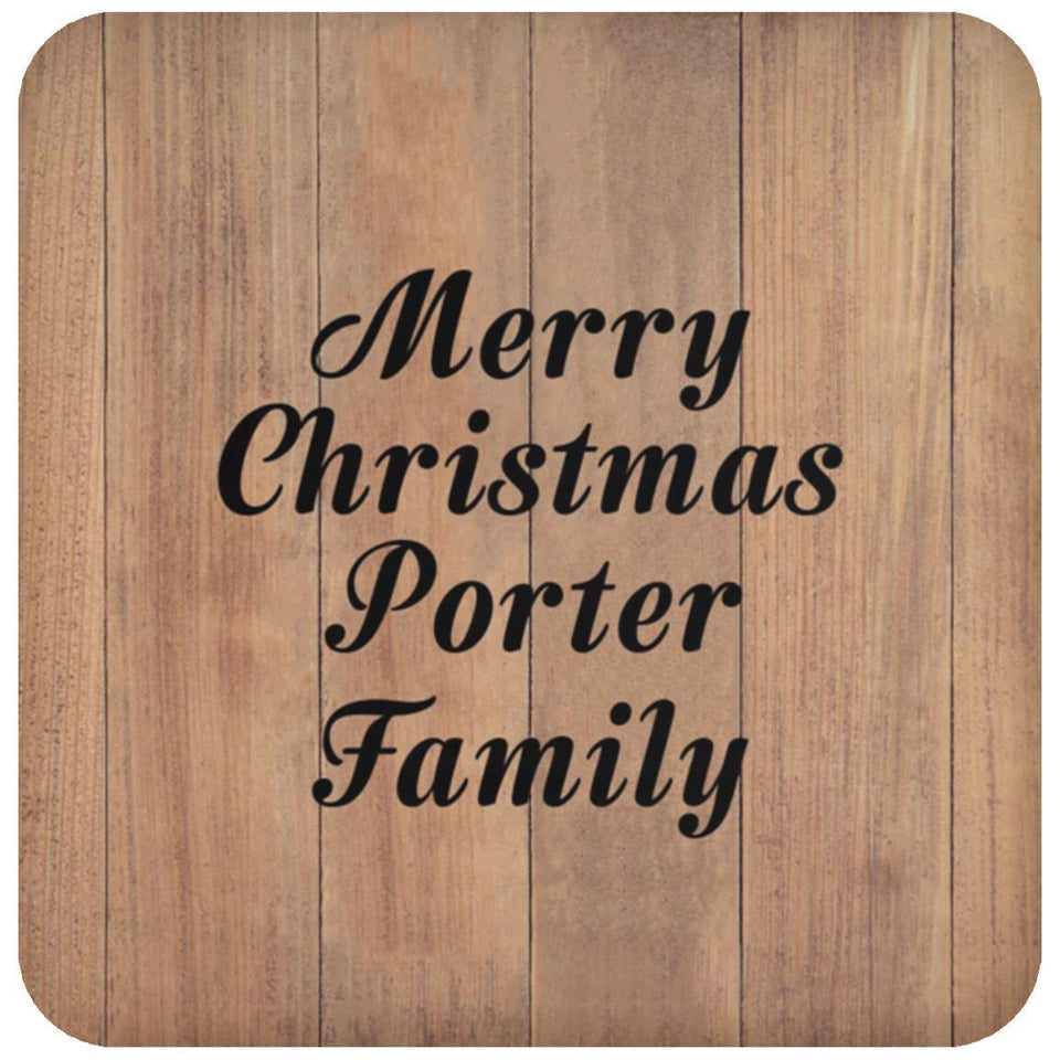 Merry Christmas Porter Family - Drink Coaster C