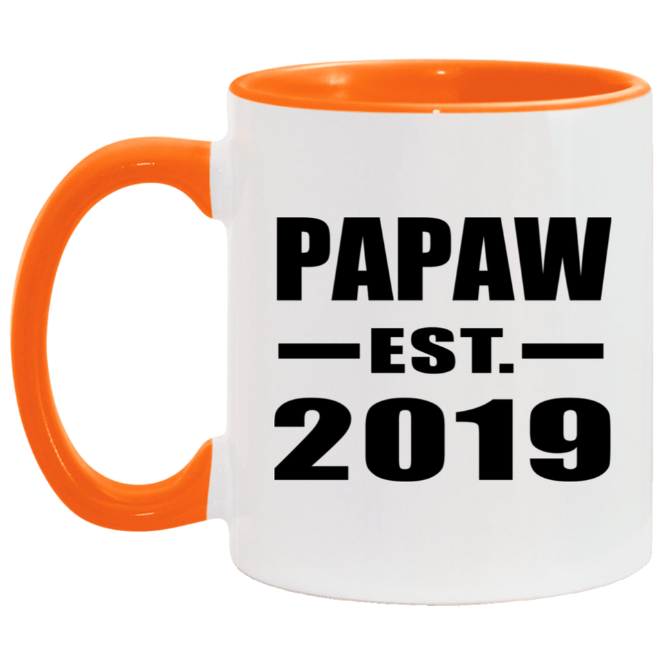 Papaw Established EST. 2019 - 11oz Accent Mug Orange
