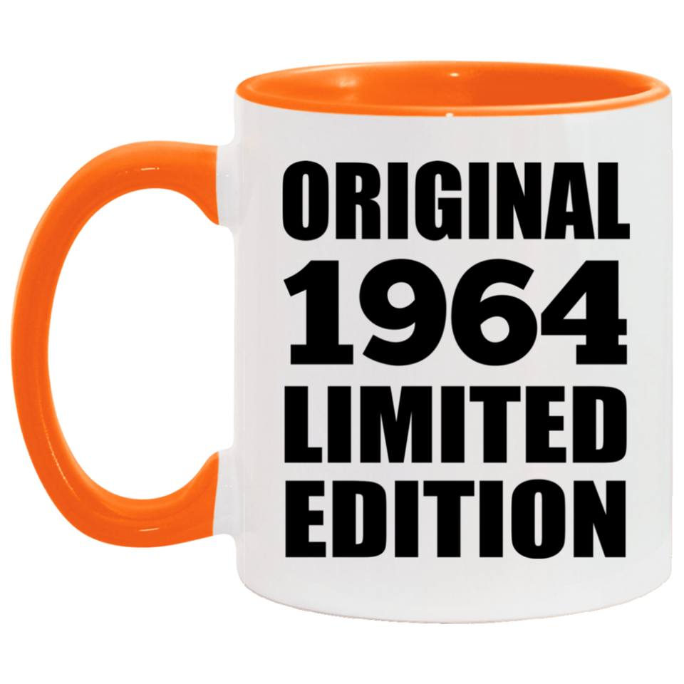 60th Birthday Original 1964 Limited Edition - 11oz Accent Mug Orange