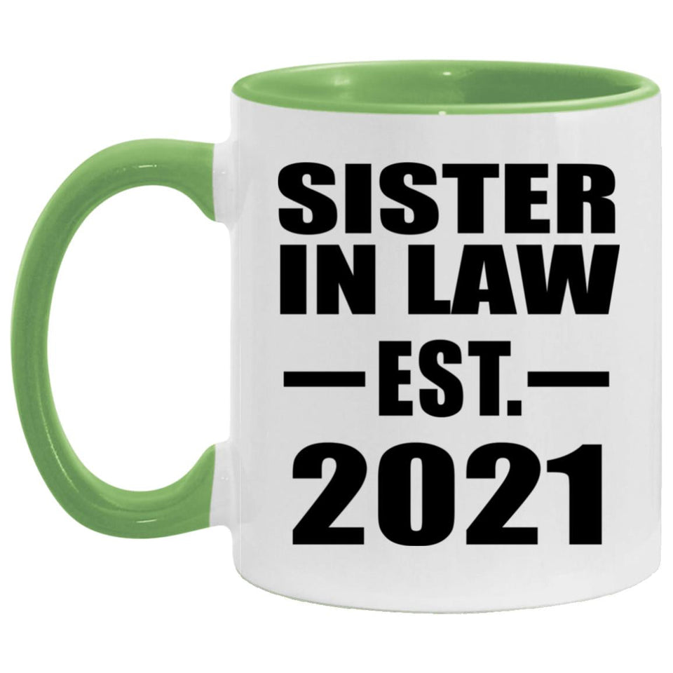 Sister In Law Established EST. 2021 - 11oz Accent Mug Green