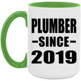Plumber Since 2019 - 15oz Accent Mug Green