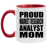 Proud Market Research Analyst Mom - 11oz Accent Mug Red