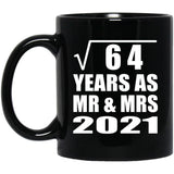 8th Anniversary Square Root of 64 Years As Mr & Mrs 2021 - 11oz Coffee Mug Black
