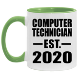 Computer Technician Established EST. 2020 - 11oz Accent Mug Green