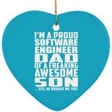 Proud Software Engineer Dad Of Awesome Son - Heart Ornament