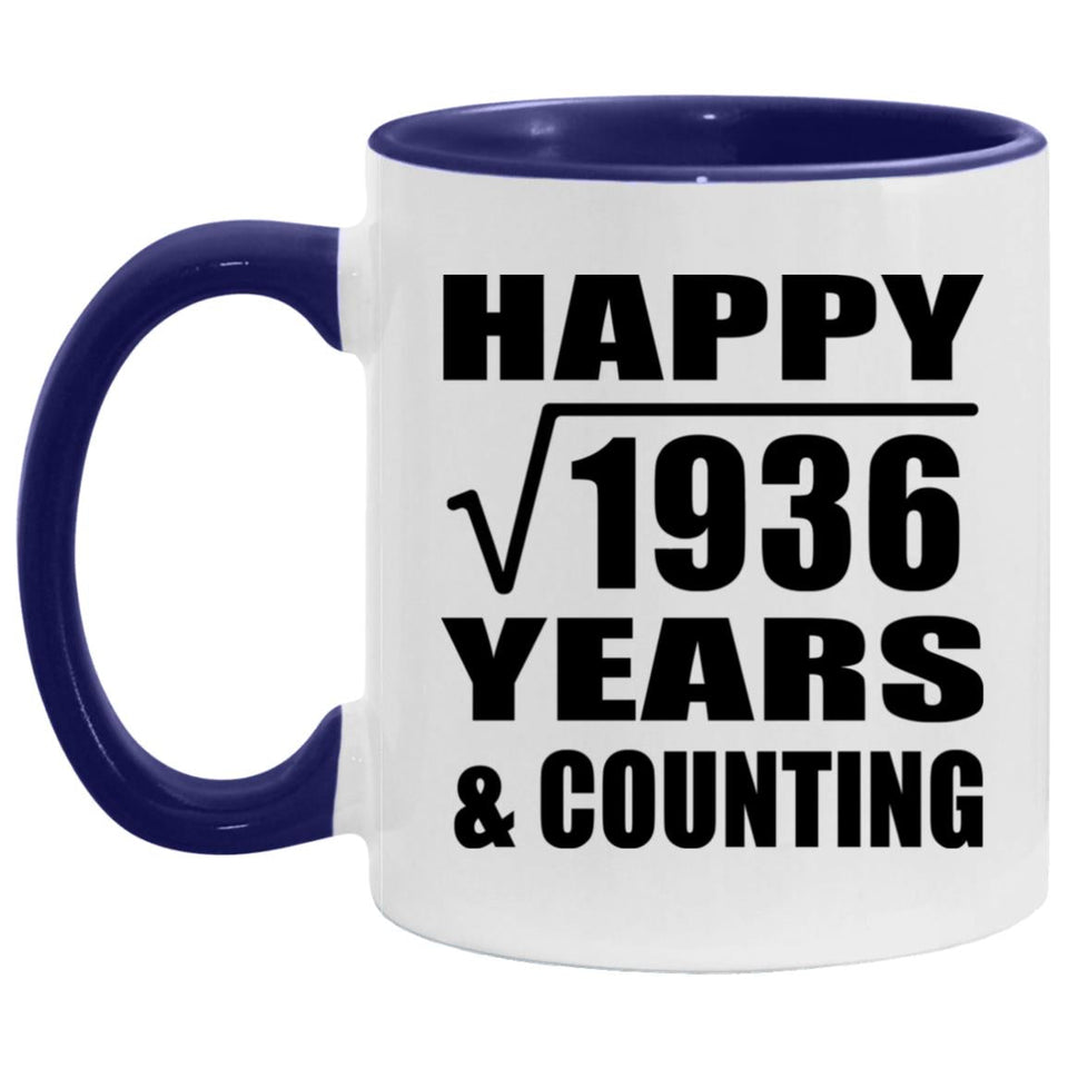 Happy 44th Anniversary Square Root of 1936 Years & Counting - 11oz Accent Mug Purple