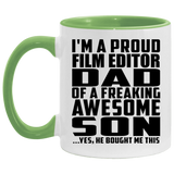 Proud Film Editor Dad Of Awesome Son - 11oz Accent Mug Green