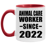 Animal Care Worker Since 2022 - 11oz Accent Mug Red