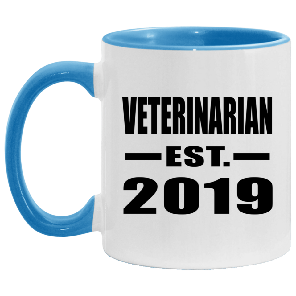 Veterinarian Established EST. 2019 - 11oz Accent Mug Blue