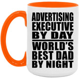 Advertising Executive By Day World's Best Dad By Night - 15oz Accent Mug Orange