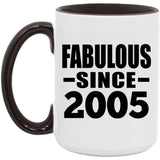 19th Birthday Fabulous Since 2005 - 15oz Accent Mug Black