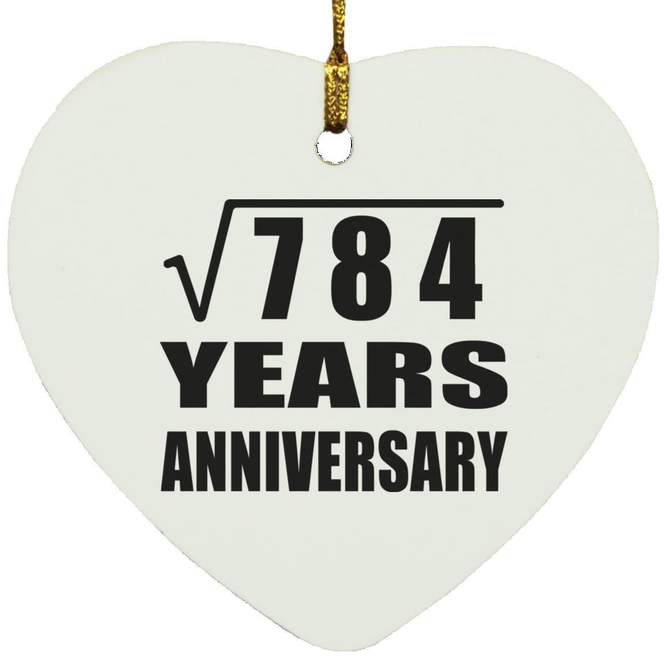 28th Anniversary Square Root of 784 Years Anniversary - Heart Ornament