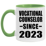 Vocational Counselor Since 2023 - 11oz Accent Mug Green