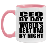CEO By Day World's Best Dad By Night - 11oz Accent Mug Pink
