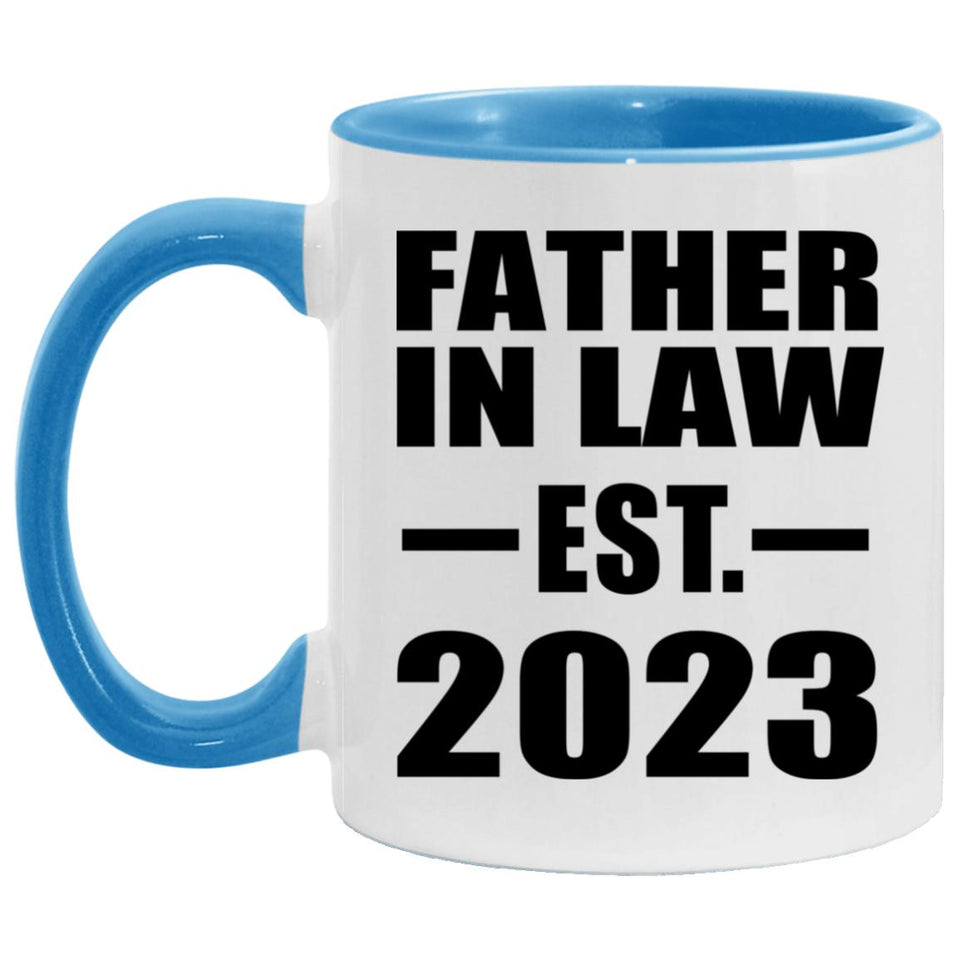 Father In Law Established EST. 2023 - 11oz Accent Mug Blue