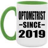 Optometrist Since 2019 - 15oz Accent Mug Green
