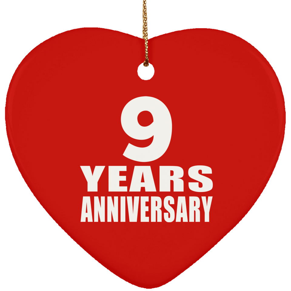 9th Anniversary 9 Years - Heart Ornament