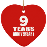9th Anniversary 9 Years - Heart Ornament