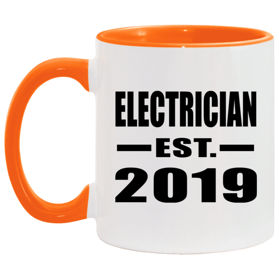 Electrician Established EST. 2019 - 11oz Accent Mug Orange