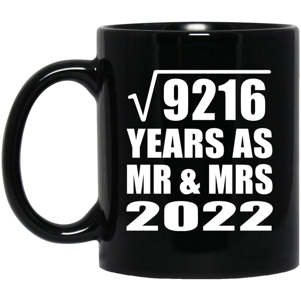 96th Anniversary Square Root of 9216 Years As Mr & Mrs 2022 - 11oz Coffee Mug Black