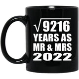 96th Anniversary Square Root of 9216 Years As Mr & Mrs 2022 - 11oz Coffee Mug Black