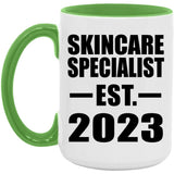 Skincare Specialist Established EST. 2023 - 15oz Accent Mug Green