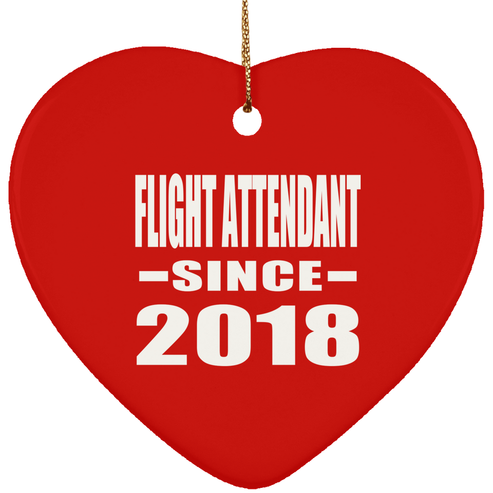 Flight Attendant Since 2018 - Heart Ornament