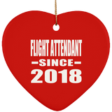 Flight Attendant Since 2018 - Heart Ornament