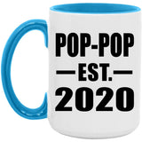 Pop-Pop Established EST. 2020 - 15oz Accent Mug Blue