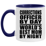 Corrections Officer By Day World's Best Mom By Night - 11oz Accent Mug Purple