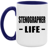 Stenographer Life - 15oz Accent Mug Purple