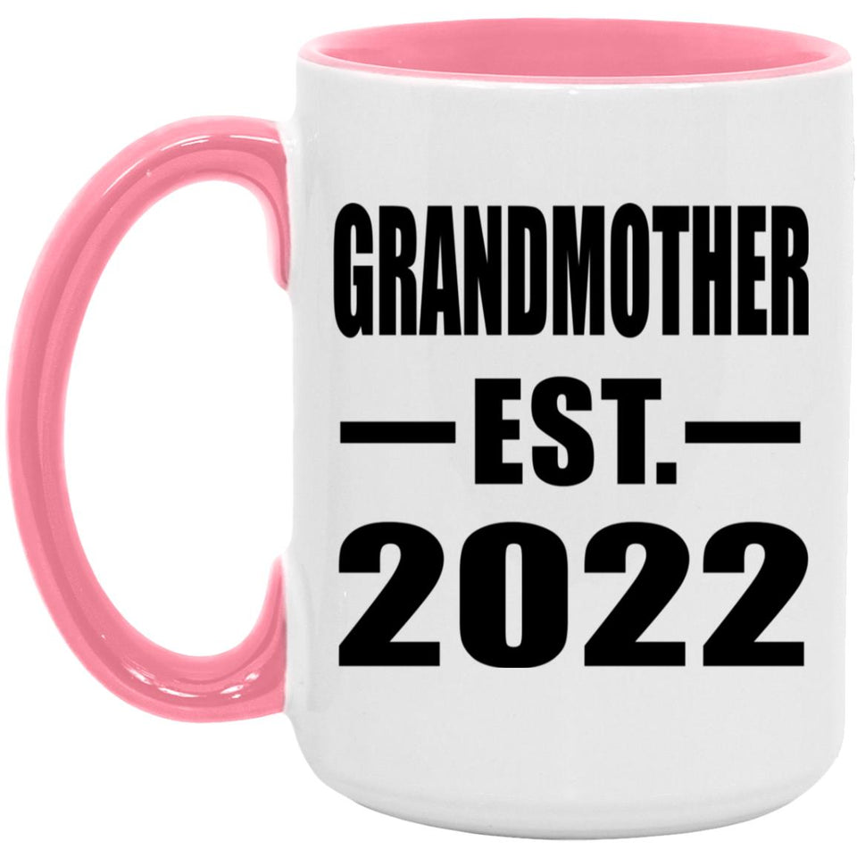 Grandmother Established EST. 2022 - 15oz Accent Mug Pink
