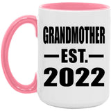 Grandmother Established EST. 2022 - 15oz Accent Mug Pink