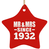 92nd Anniversary Mr & Mrs Since 1932 - Star Ornament