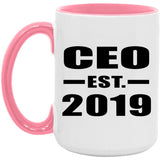CEO Established EST. 2019 - 15oz Accent Mug Pink